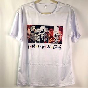 Classic horror scary character friends white t-shirt